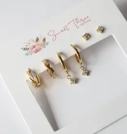 Sweet Three Designs Afterglow Clear Triple Earring Set