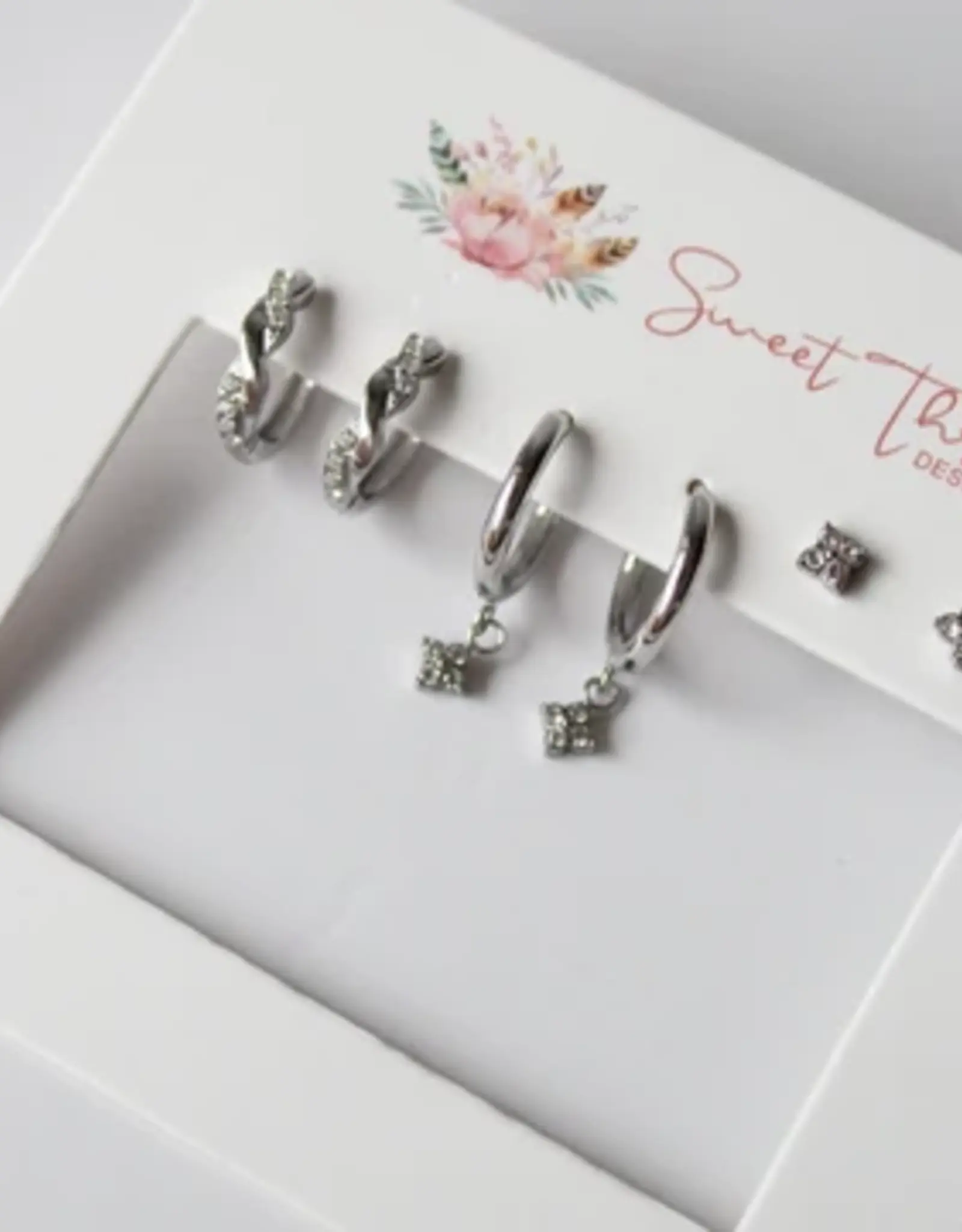 Sweet Three Designs Afterglow Clear Triple Earring Set