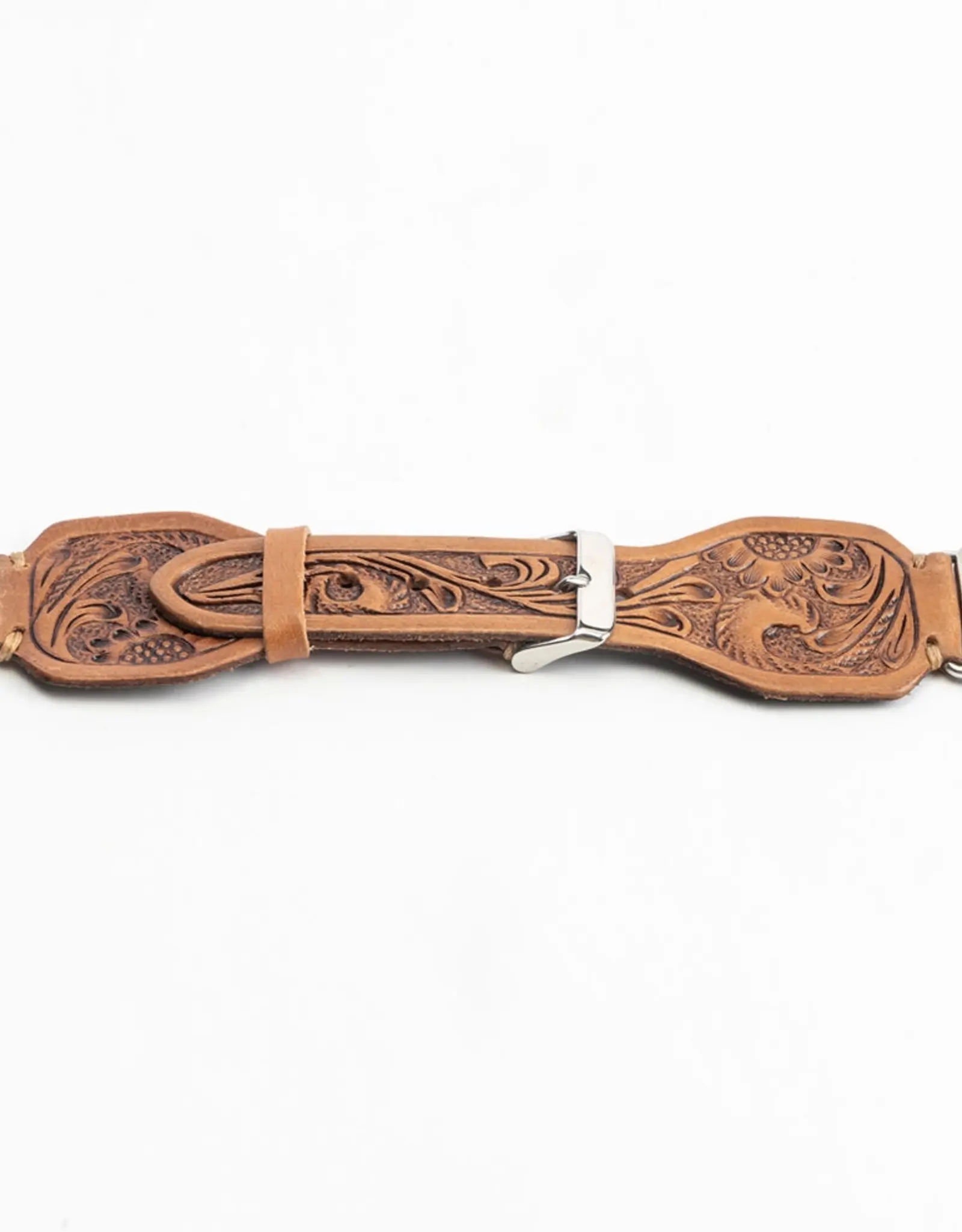 Myra Bag Handtooled Leather Watch Band, Saddle Brown