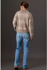 High Collar Plaid  Sweater Jacket