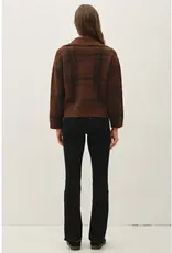 High Collar Plaid  Sweater Jacket