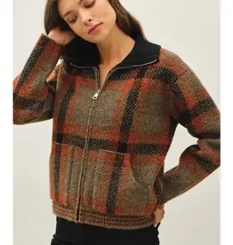 Plaid, Zip Up, Sweater Jacket