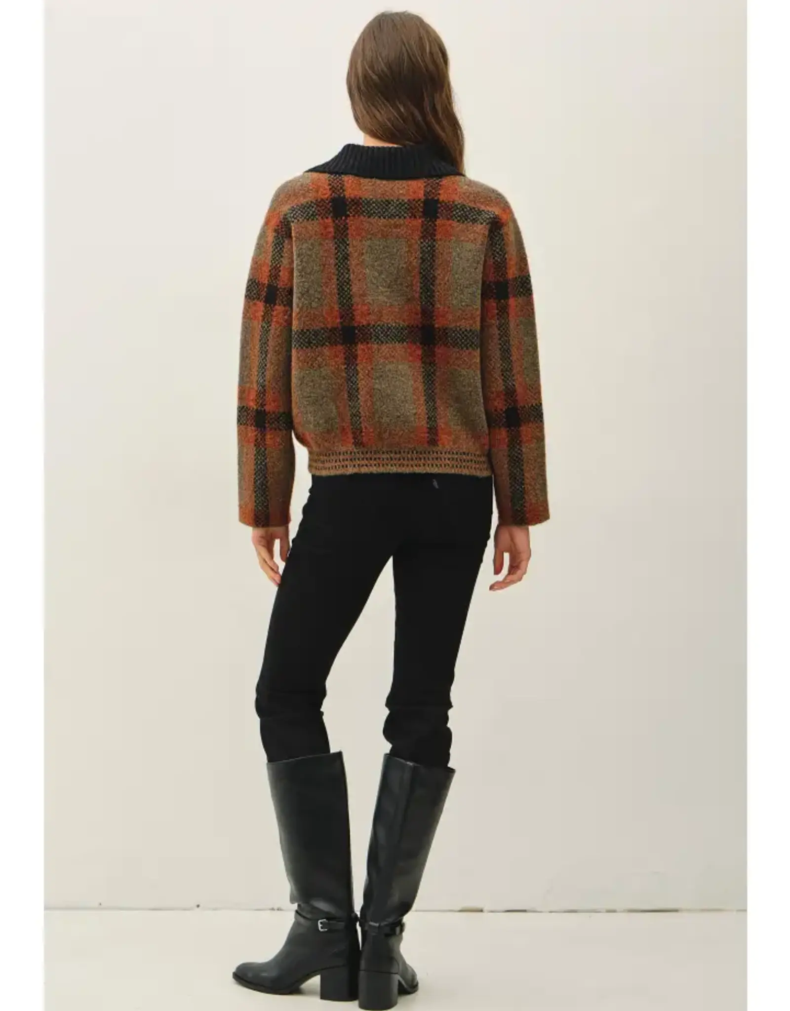 Plaid, Zip Up, Sweater Jacket