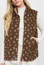 Blu Pepper Floral Quilted Zip Up Vest