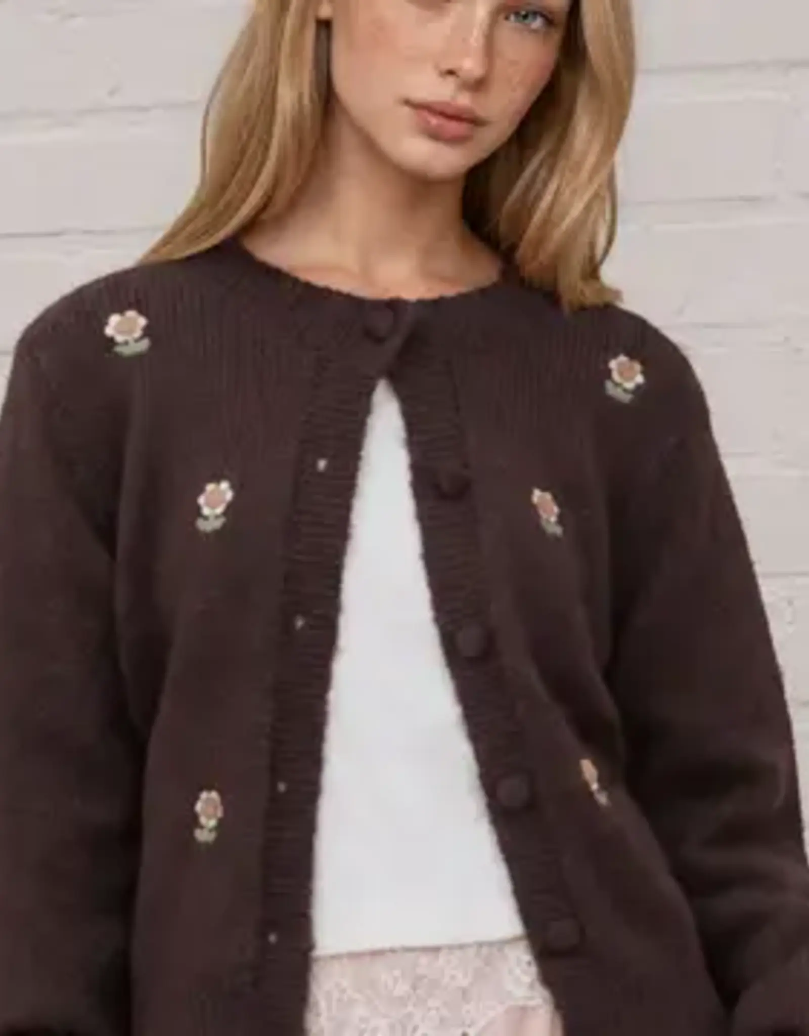 Blu Pepper Embroidered Floral Cardigan