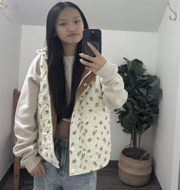Blu Pepper Floral Quilted Zip Up Vest