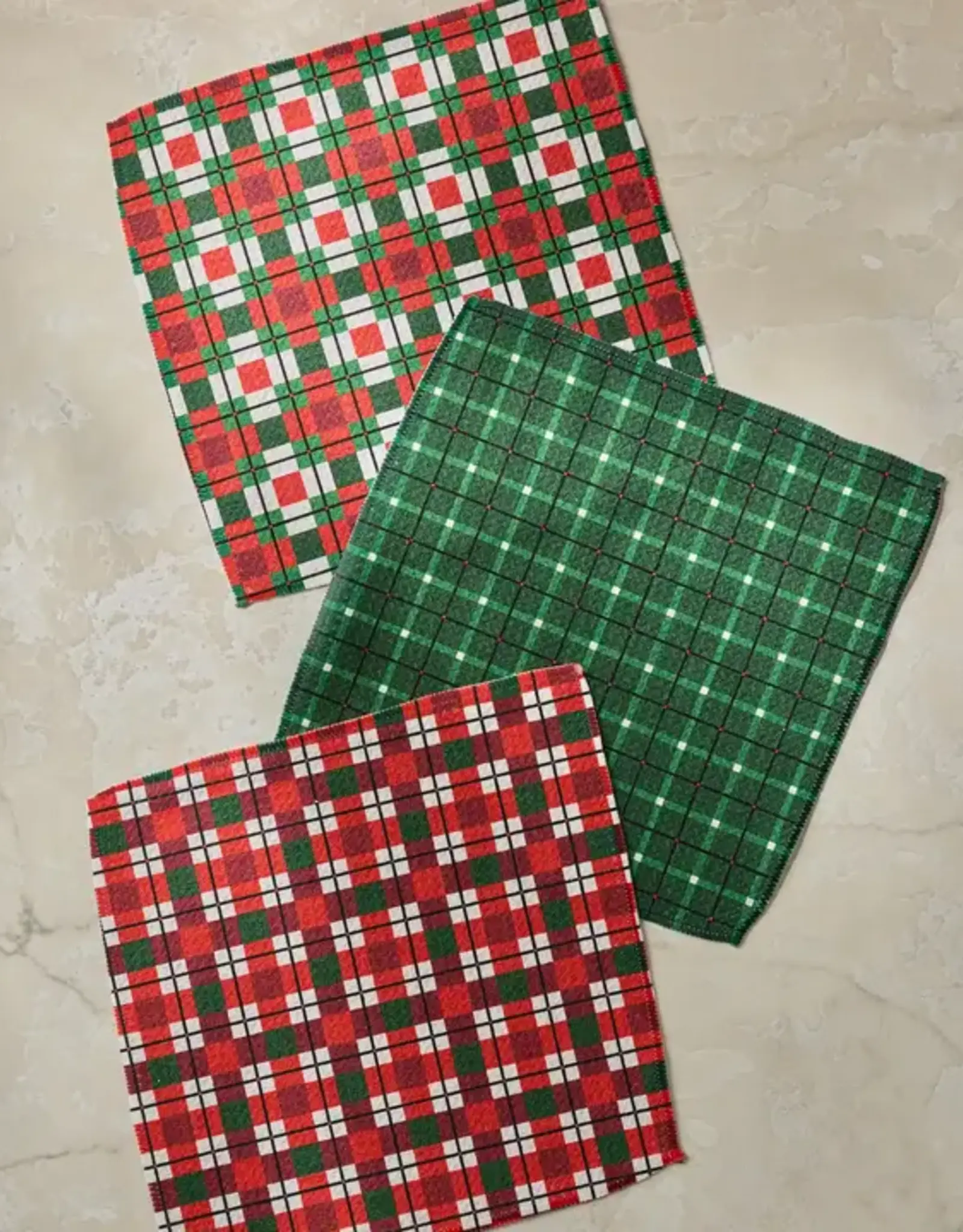 Geometry Dishcloth Set- Noel Plaid