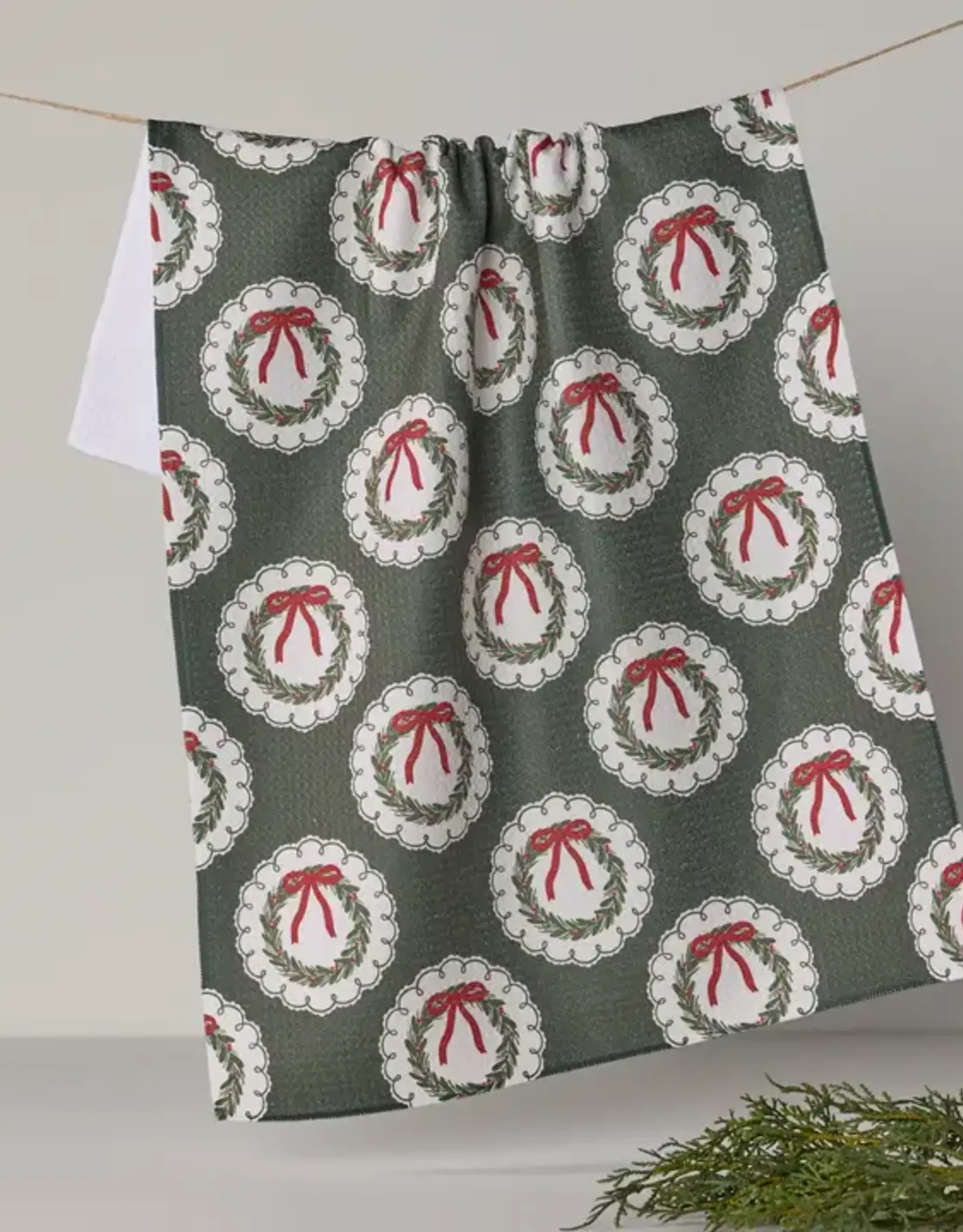 Geometry Tea Towel- Merry Wreaths