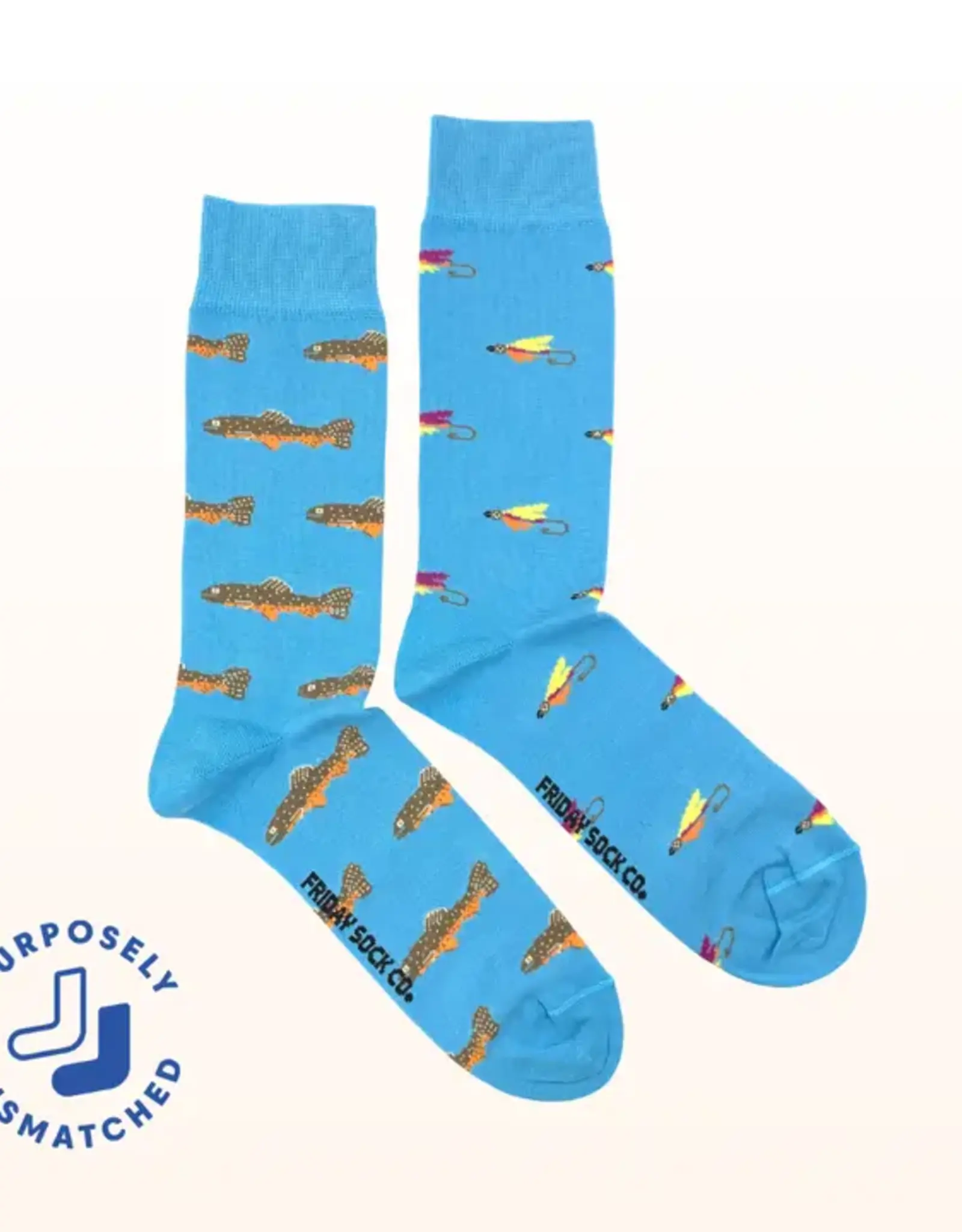 Friday Sock  Co Men's Mid-Calf Socks, Trout & Fly