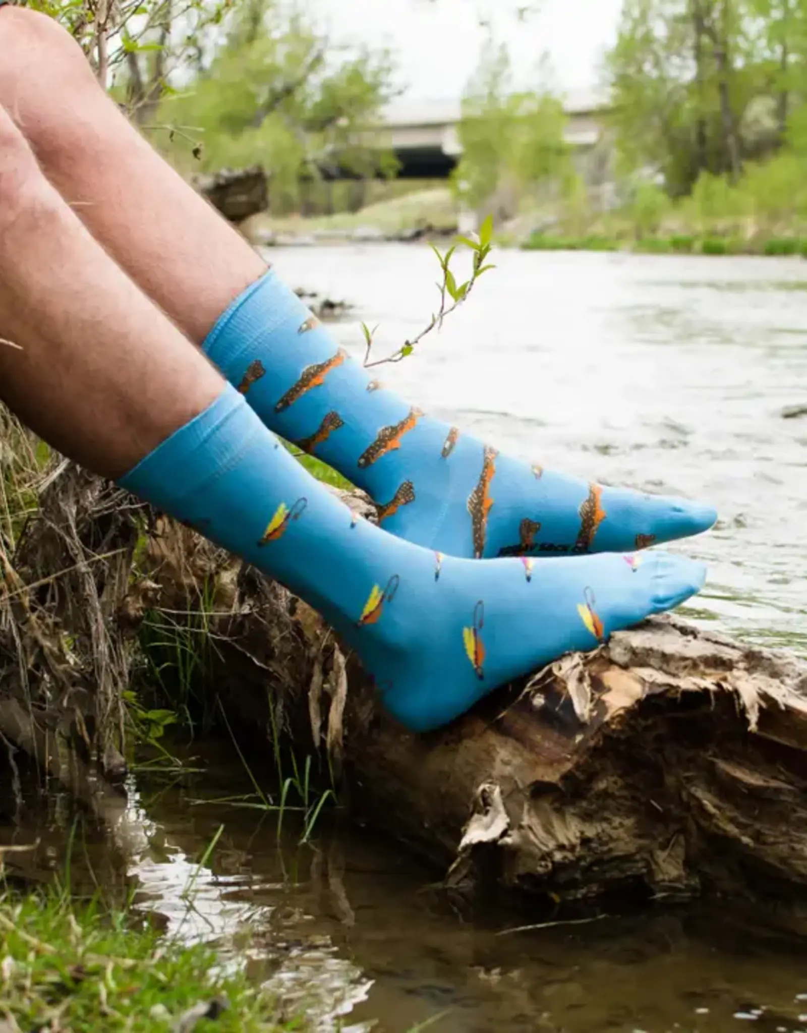 Friday Sock  Co Men's Mid-Calf Socks, Trout & Fly