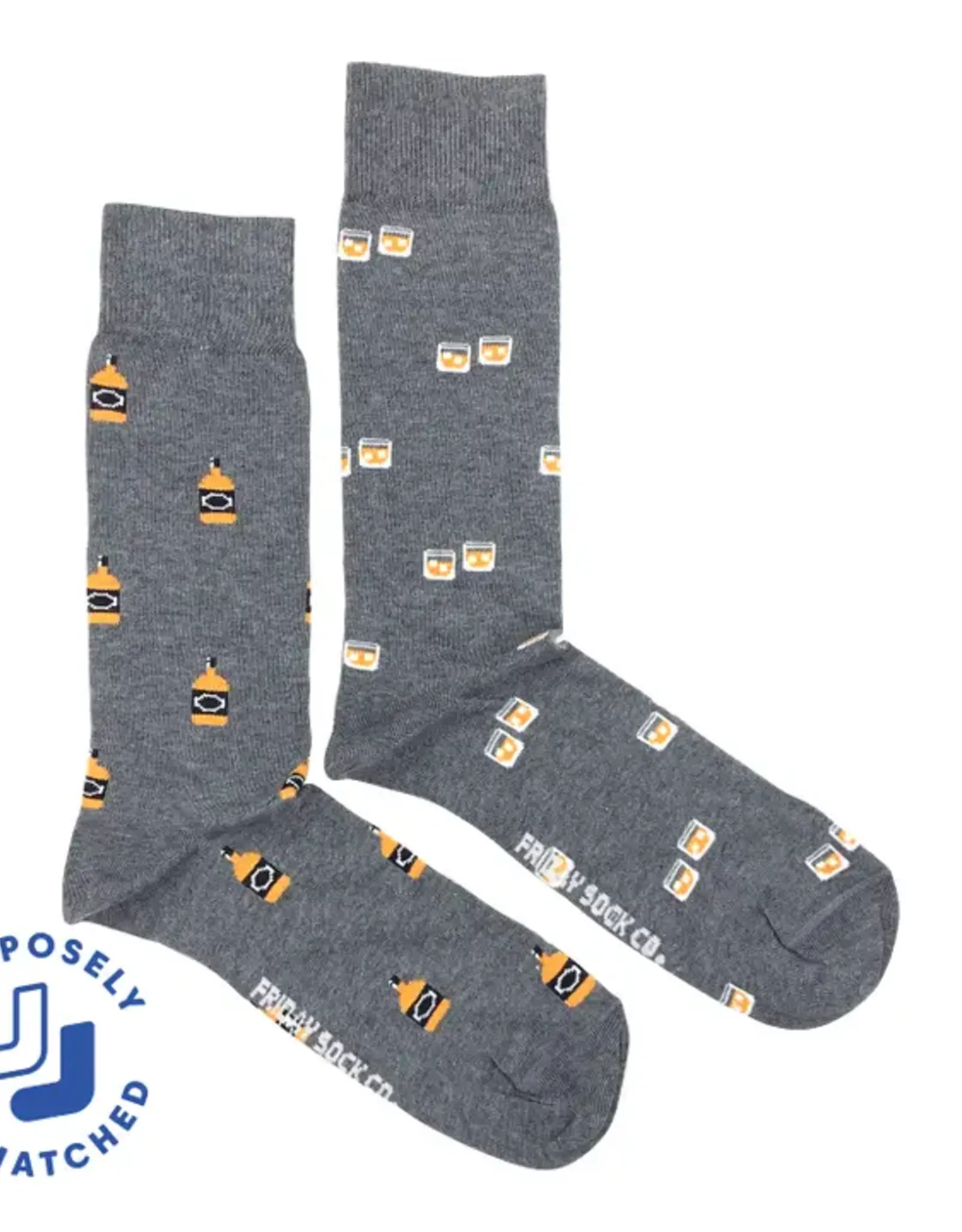 Friday Sock  Co Men's Mid-Calf Socks, Whiskey & Glass