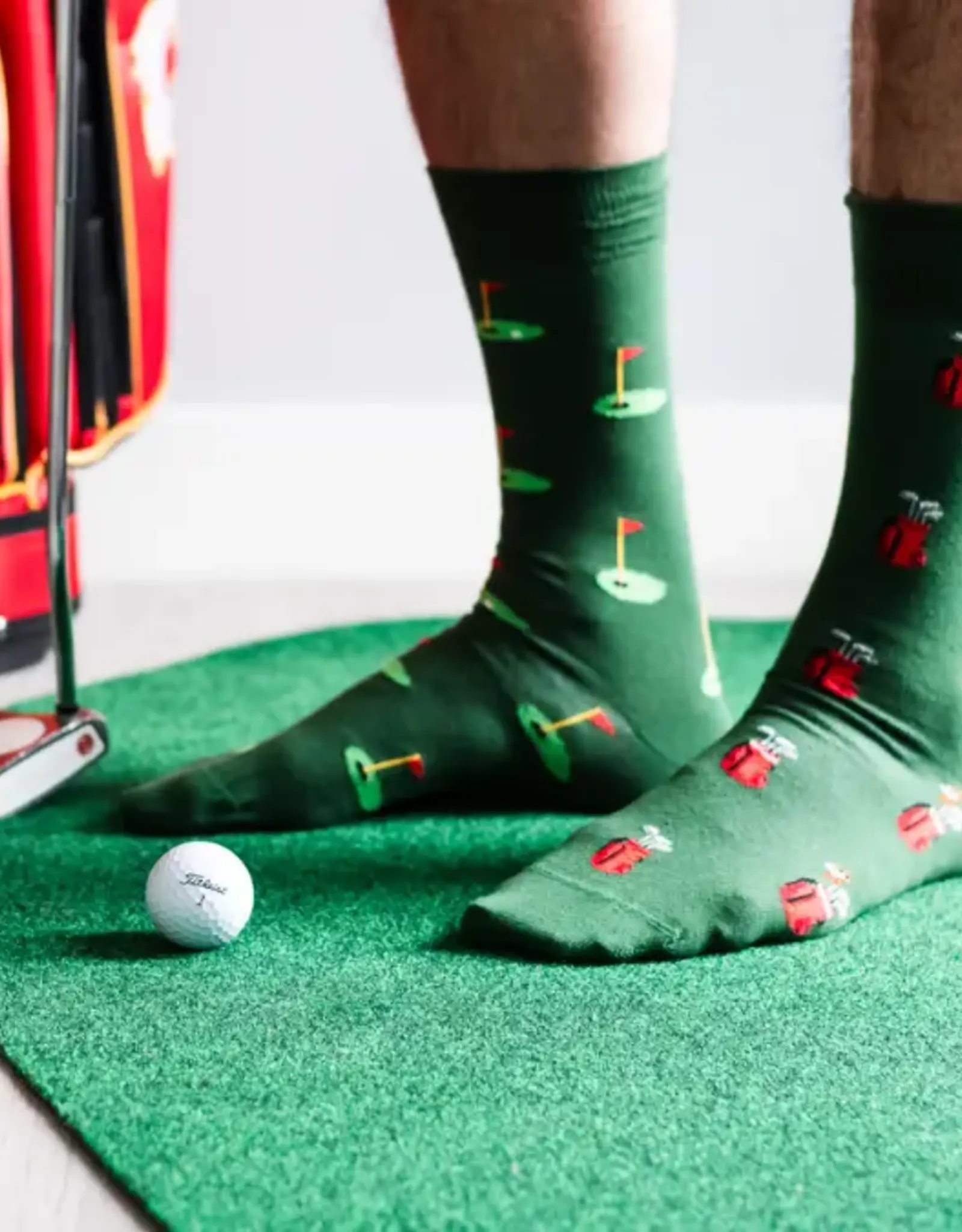 Friday Sock  Co Men's Mid-Calf Socks, Golf Clubs & Green