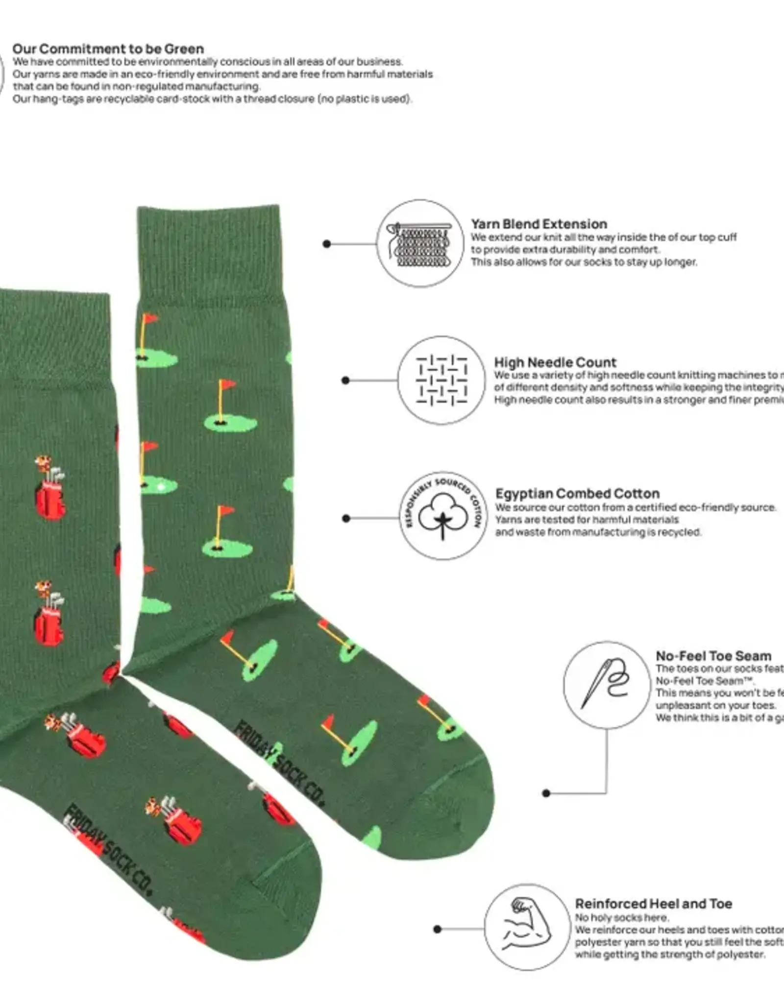 Friday Sock  Co Men's Mid-Calf Socks, Golf Clubs & Green