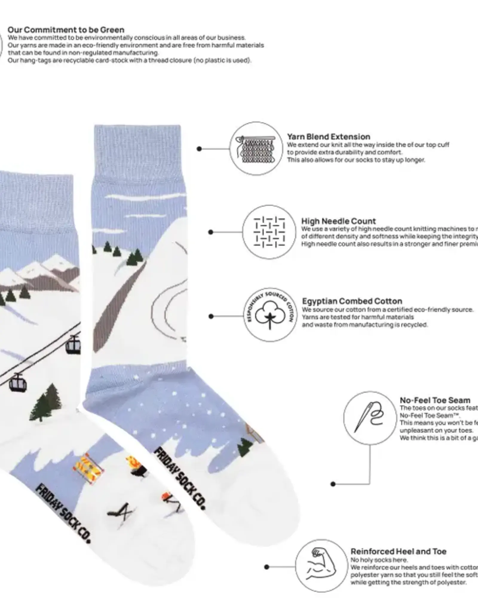 Friday Sock  Co Men's Mid-Calf Socks, Ski Scene