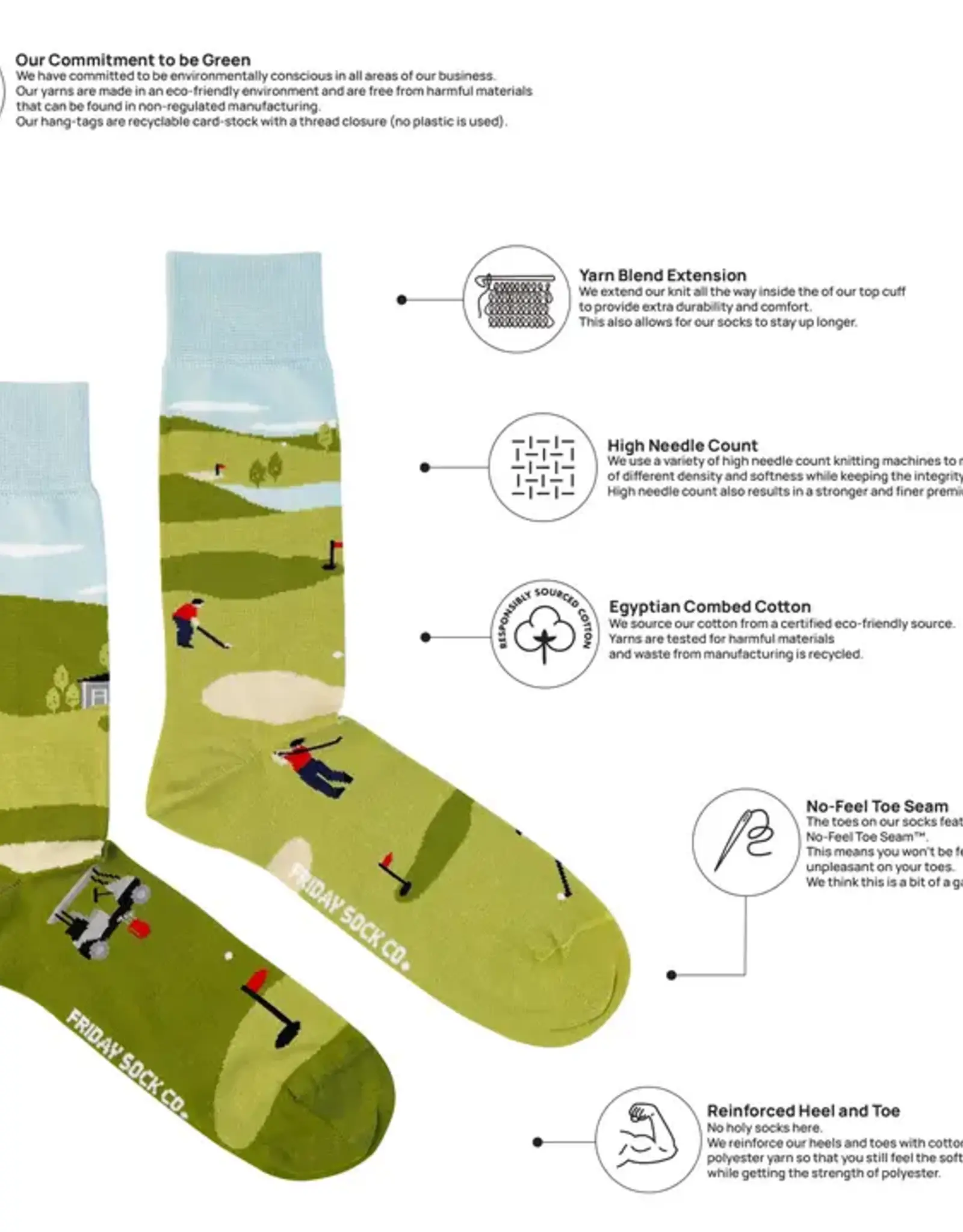 Friday Sock  Co Men's Mid-Calf Socks, Golf Scene