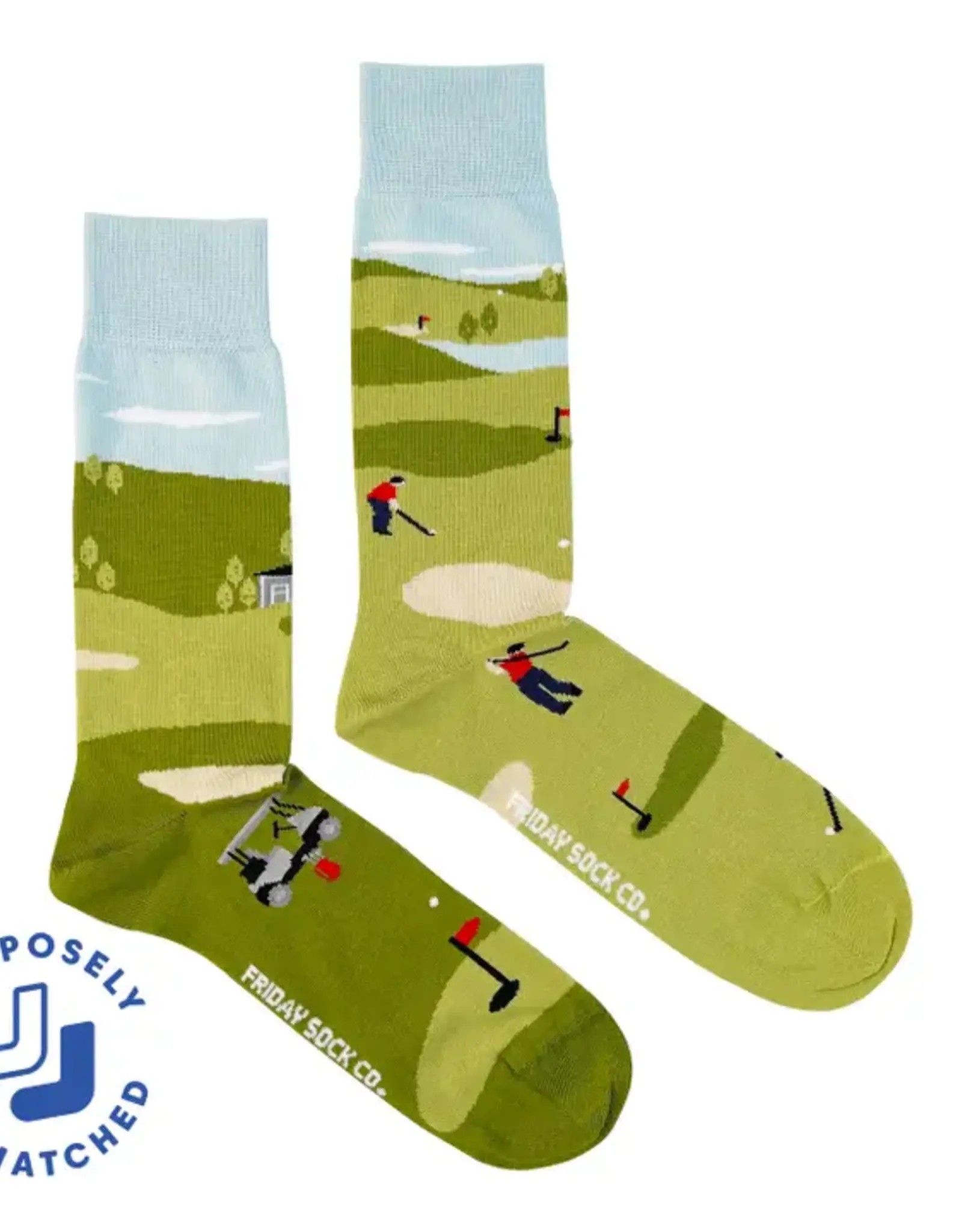 Friday Sock  Co Men's Mid-Calf Socks, Golf Scene