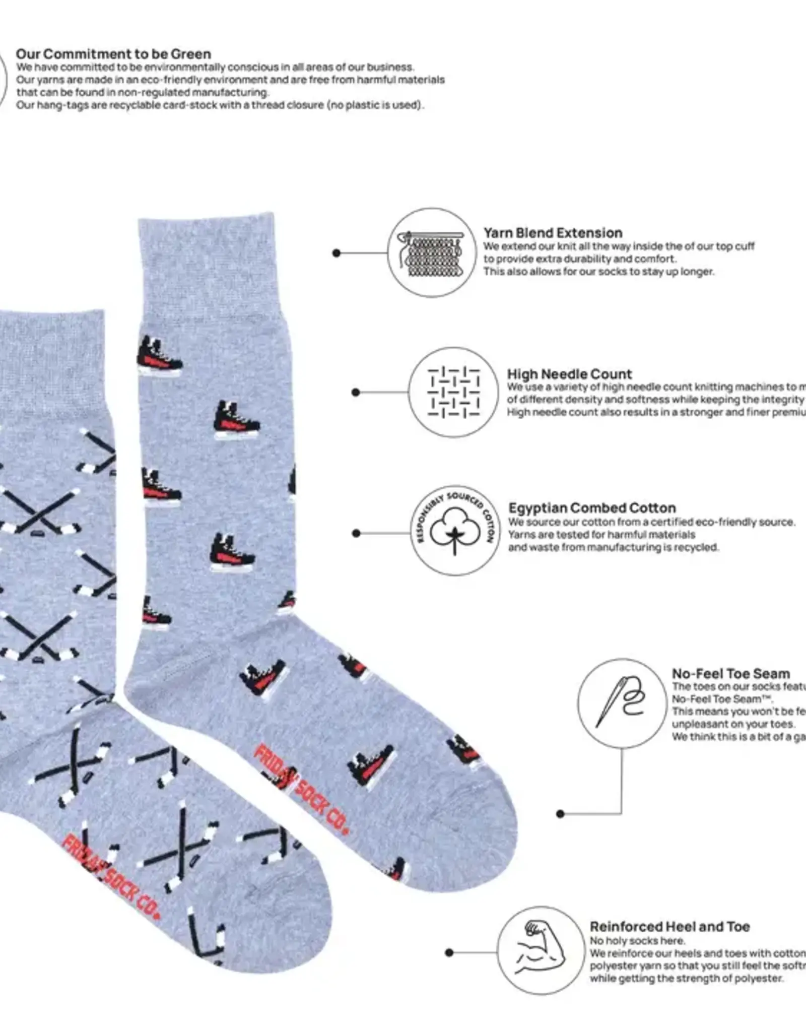 Friday Sock  Co Men's Mid-Calf Socks,Hockey Skates & Stick