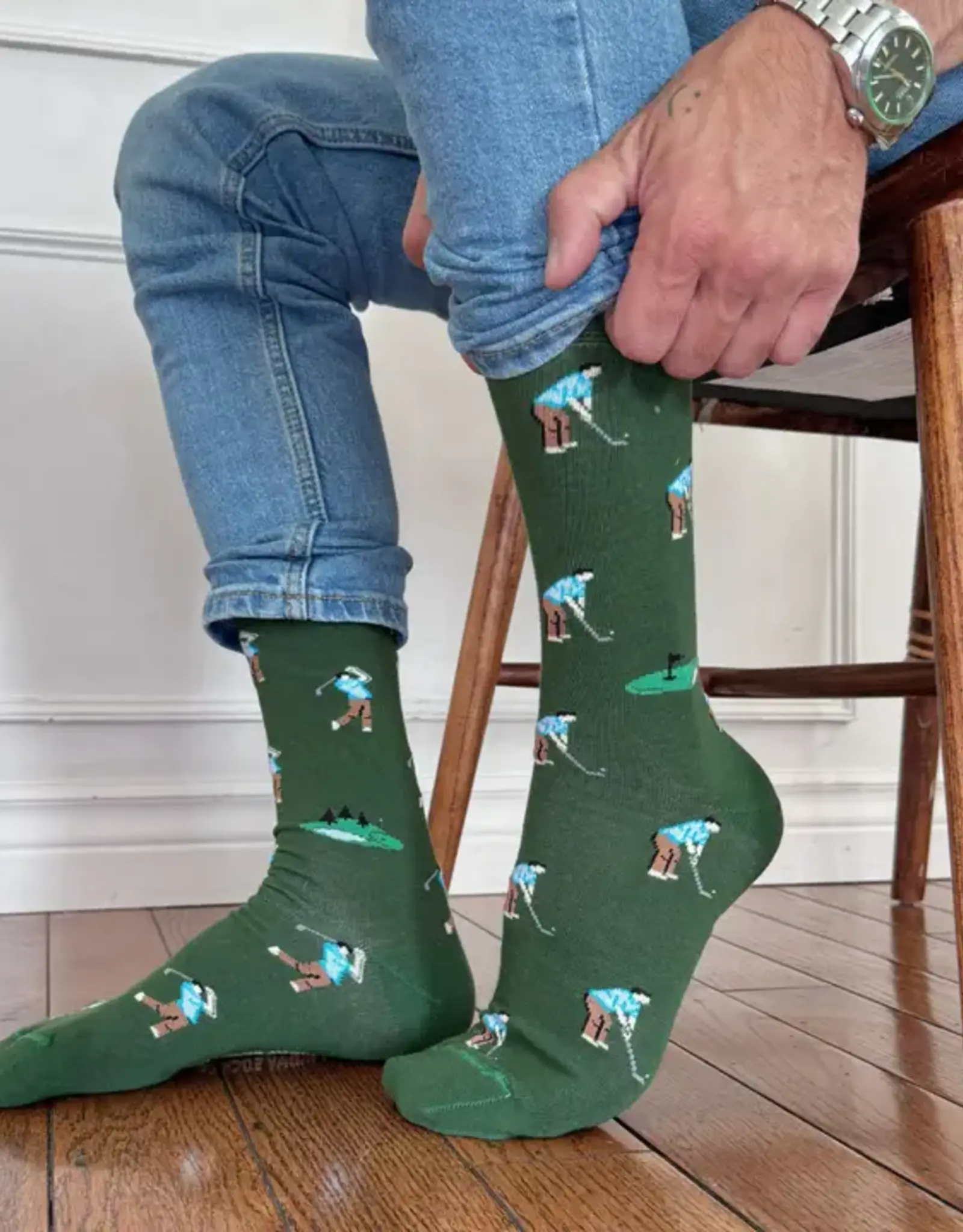 Friday Sock  Co Men's Mid-Calf Socks, Golf Swing & Putt