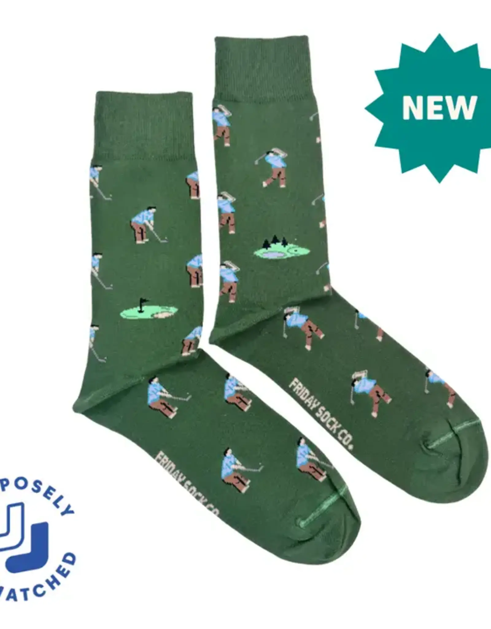 Friday Sock  Co Men's Mid-Calf Socks, Golf Swing & Putt