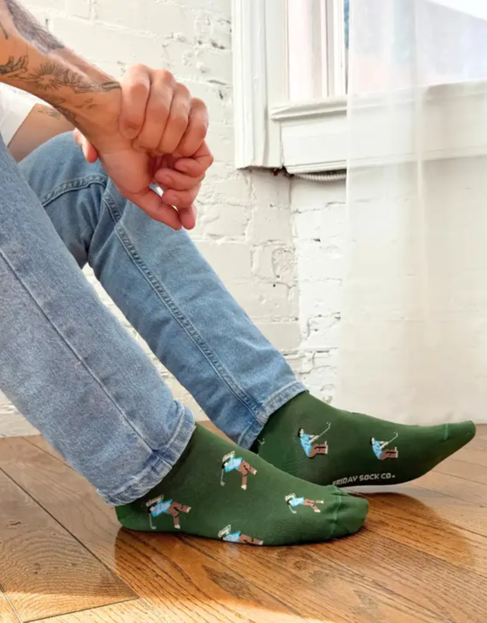 Friday Sock  Co Men's Mid-Calf Socks, Golf Swing & Putt