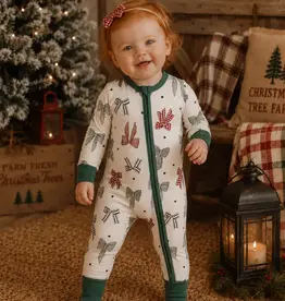 SpearmintLOVE 2-Way Zip Romper Country Christmas Bows