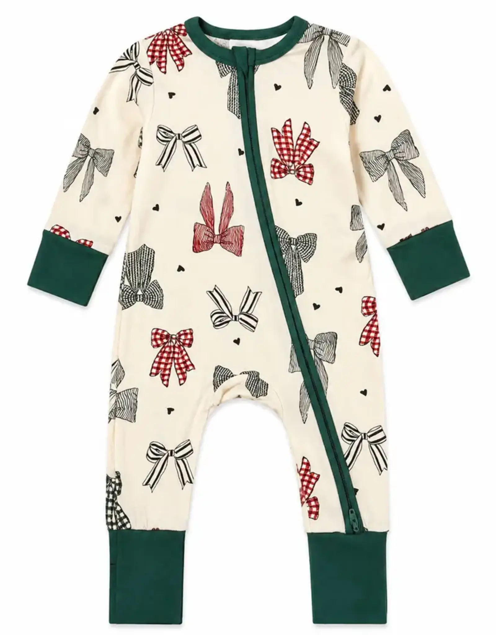 SpearmintLOVE 2-Way Zip Romper Country Christmas Bows
