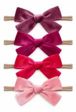 SpearmintLOVE Velvet Nylon Bows Set Of 4, Berry Crush