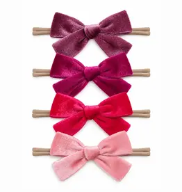 SpearmintLOVE Velvet Nylon Bows Set Of 4, Berry Crush