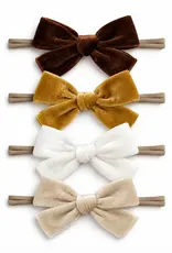 SpearmintLOVE Velvet Nylon Bows Set Of 4, Golden Neutral