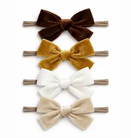 SpearmintLOVE Velvet Nylon Bows Set Of 4, Golden Neutral