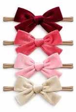 SpearmintLOVE Velvet Nylon Bows Set Of 4, Vintage Rose