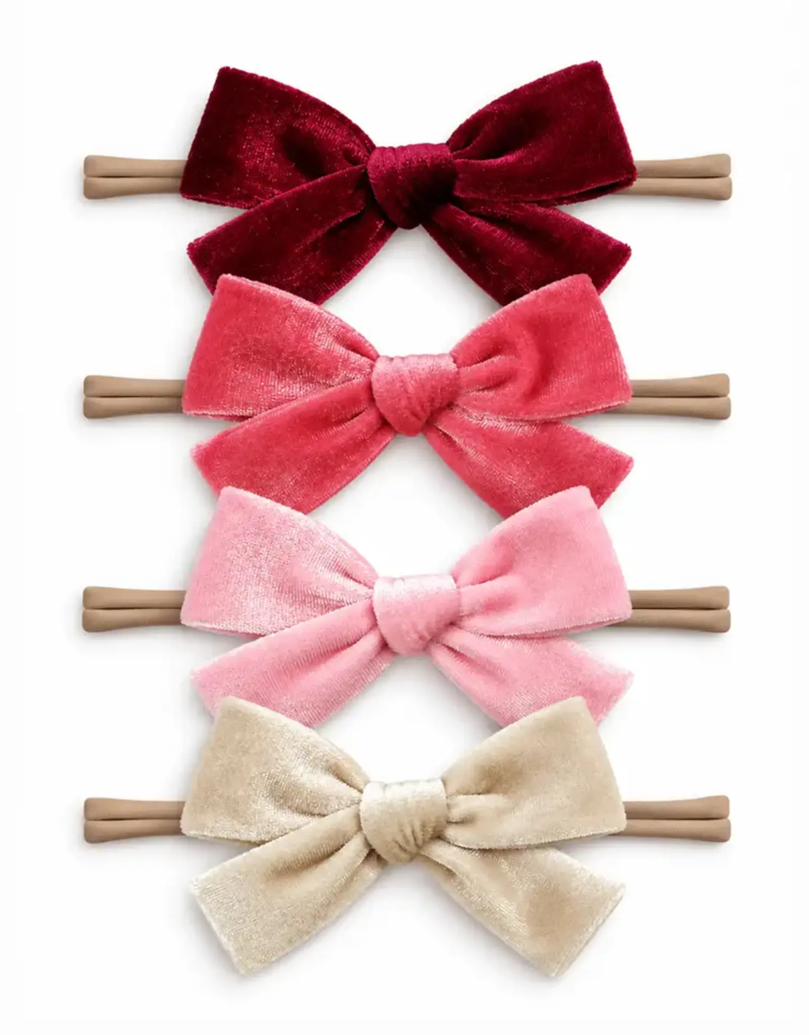 SpearmintLOVE Velvet Nylon Bows Set Of 4, Vintage Rose