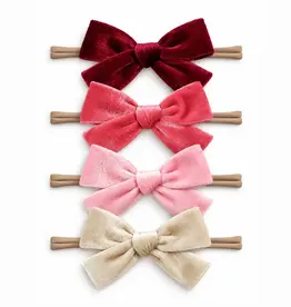 SpearmintLOVE Velvet Nylon Bows Set Of 4, Vintage Rose