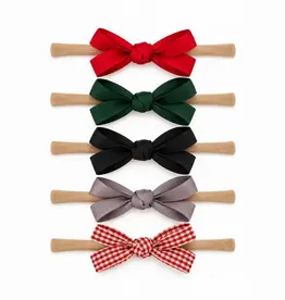 SpearmintLOVE Velvet Nylon Bows Set Of 5, Holiday Plaid