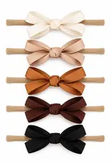 SpearmintLOVE Velvet Nylon Bows Set Of 5, Toasted Neutrals