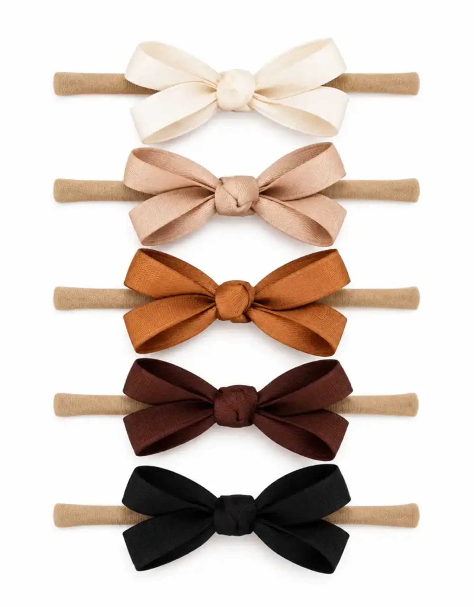 SpearmintLOVE Velvet Nylon Bows Set Of 5, Toasted Neutrals