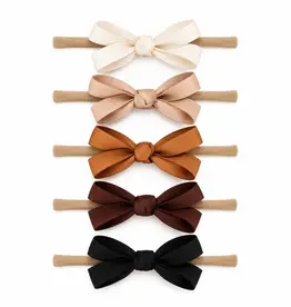 SpearmintLOVE Velvet Nylon Bows Set Of 5, Toasted Neutrals