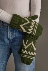 Panache Apparel Co. Patterned Mittens, Olive & Beige