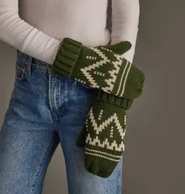 Panache Apparel Co. Patterned Mittens, Olive & Beige