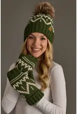Panache Apparel Co. Patterned Mittens, Olive & Beige