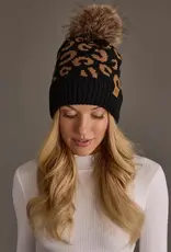 Panache Apparel Co. Patterned Pom Hat, Black Leopard