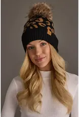 Panache Apparel Co. Patterned Pom Hat, Black Leopard