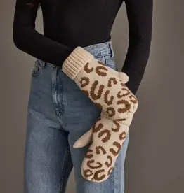 Panache Apparel Co. Pattern Mittens, Cream Leopard