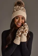 Panache Apparel Co. Patterned Pom Hat, Cream Leopard