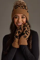 Panache Apparel Co. Patterned Pom Hat, Camel Leopard