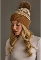 Panache Apparel Co. Patterned Pom Hat, Camel & Beige Deer