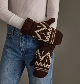 Panache Apparel Co. Pattern Mittens, Chocolate Brown & Beige