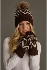 Panache Apparel Co. Pattern Mittens, Chocolate Brown & Beige