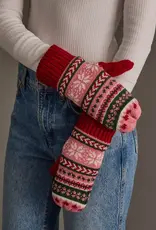 Panache Apparel Co. Christmas Pattern Mittens, Red Pink Green