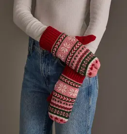 Panache Apparel Co. Christmas Pattern Mittens, Red Pink Green